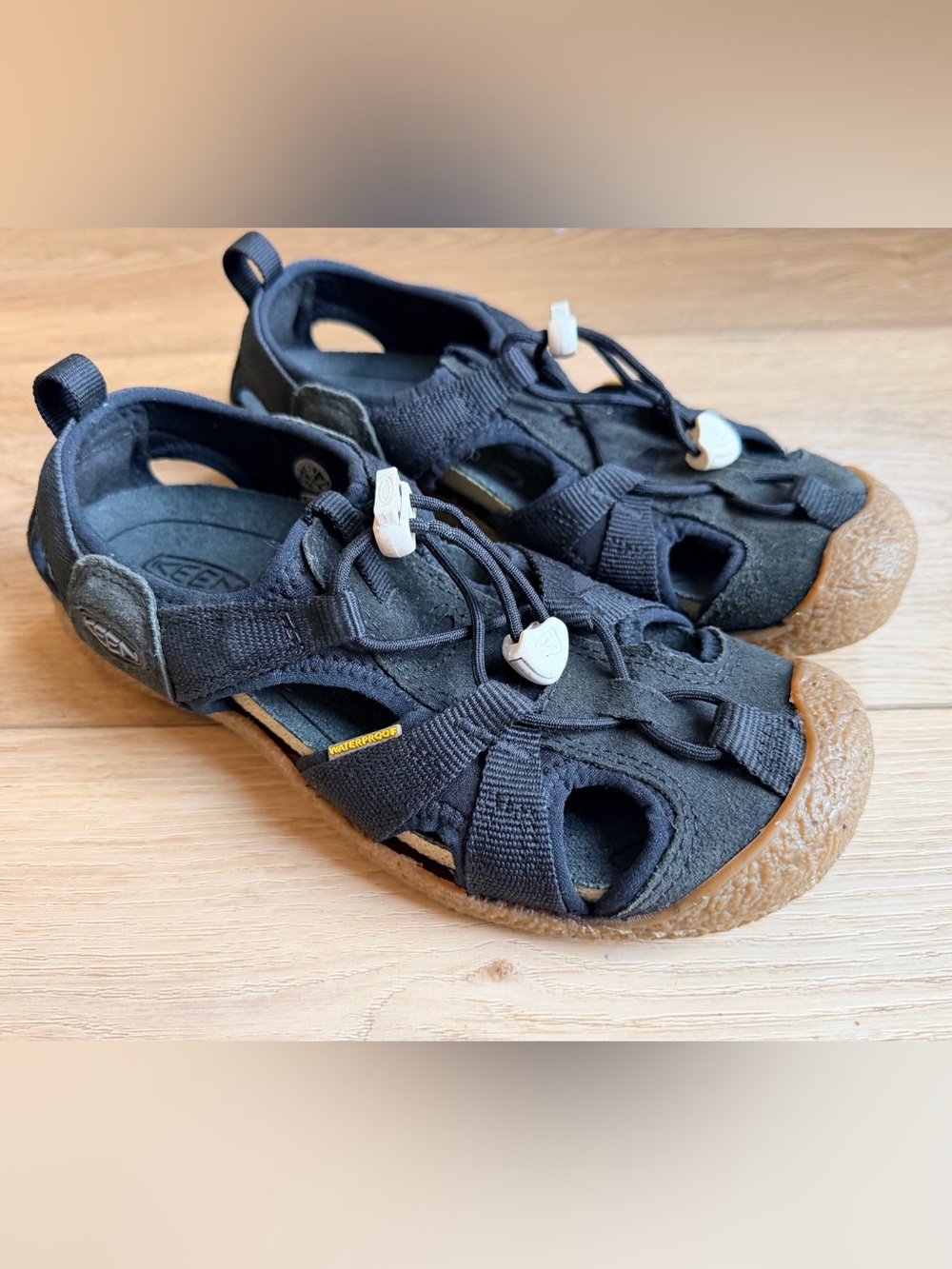 Keen Kids Black Sport Sandals with Brown Toe Caps